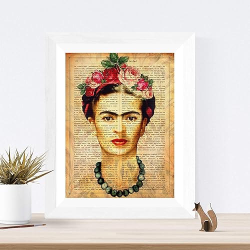 Nacnic Impression Frida Kahlo avec la définition de la créativité et avec un fond marron. Format A3. Sans cadre - Nail Gallerys