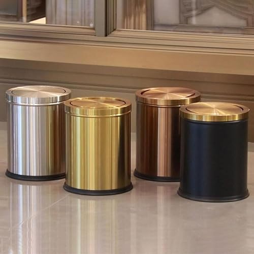 rongweiwang Poubelle Moderne - Grande Capacité Pour La Cuisine Et La Salle De Bains Sac Poubelle Anneau Fixe Poubelle En Acier Inoxydable, 9L Or - Nail Gallerys