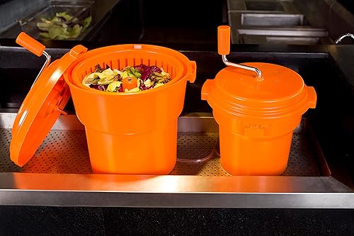 MUVELL Essoreuse à salade | 10 litres | Dimensions totales : Ø 40 cm – Hauteur : 47 cm | Arbre d'entraînement et levier de frein scellés | Couleur : orange | Sèche-salade, spinner à salade, pour la - Nail Gallerys