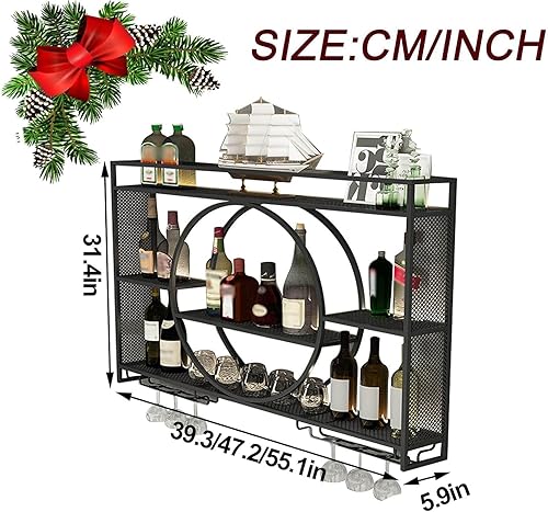 Porte Bouteille Mural étagère à Vin,Porte-Bouteilles Muraux Industriels Avec Porte-Verre Verre Flottant étagères Racks De Rangement Suspendus Étagères De Bar(Size:100CM,Color:Or) - Nail Gallerys