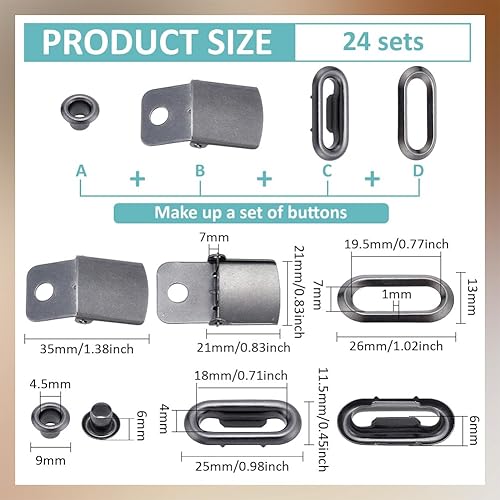 BENECREAT 24 ensemble de Boucles de Chapeau en Laiton Fermetures à Boucle de Réglage pour Casquette de Baseball avec Œillets Boutons Pression de Remplacement pour Sangles de Sac à Dos - Nail Gallerys