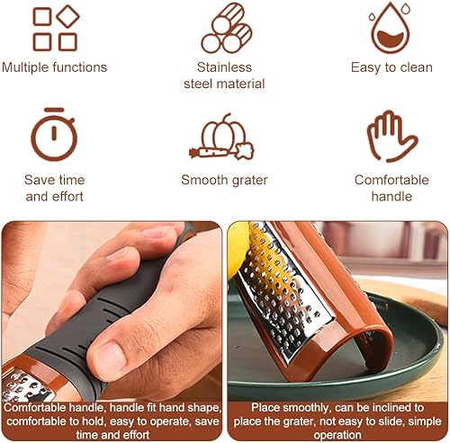 EACHPT Rapeuse Legume Inox,Râpe à Fromage,Cheese Grater,Polyvalente Zesteur Agrumes,Appareil Pour Raper Les Legumes,Râpe à ail,Idéal pour râper Grossièrement et Finement, avec Brosse de Nettoyage - Nail Gallerys