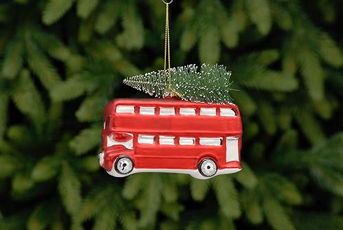 Festive Décoration de sapin de Noël en verre Bus londoni - Nail Gallerys