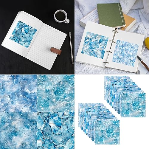 Lot de 24 feuilles de papier décoratif en cristal de glace pour scrapbooking, journal, loisirs créatifs, projets créatifs - Nail Gallerys