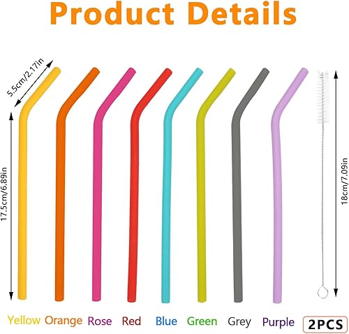 16 Pièces Pailles En Silicone avec 1 Brosse De Paille, Souple Paille Reutilisable, Pailles Réutilisables, Paille Silicone Enfant, Facile À Nettoyer, Découpable, Sans BPA pour Smoothies, Cocktails - Nail Gallerys