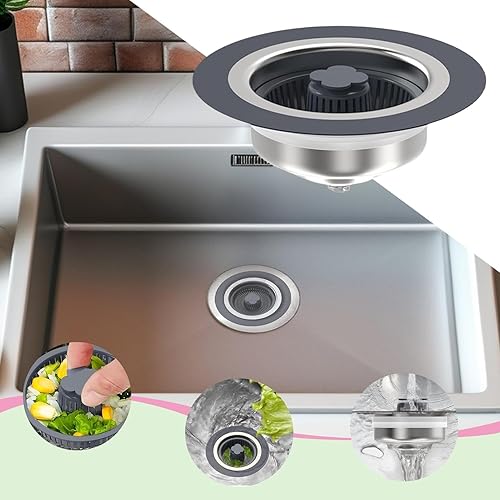 Bouchon de vidange avec filtre à panier - Filtre de vidange central rebondissant pour évier | Filtre de vidange pour évier multifonctionnel | Filtre de vidange combiné avec bouchon de vidange - Nail Gallerys