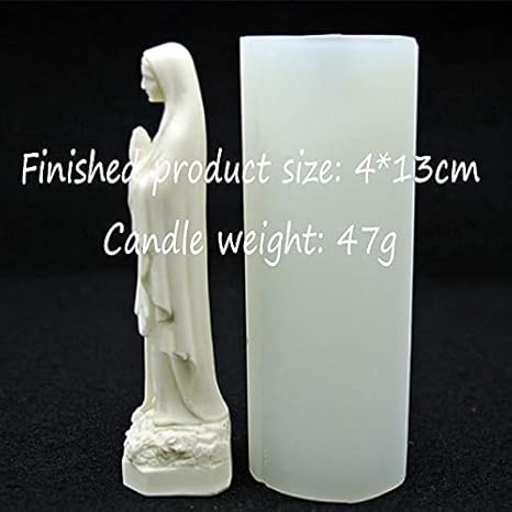 LZYY Moule en silicone pour bougie prière 3D Vierge Marie pour modelage de bougies, plâtre, statue, fabrication de bougies - Moule en silicone de 2 tailles - Couleur : grand moule - Nail Gallerys