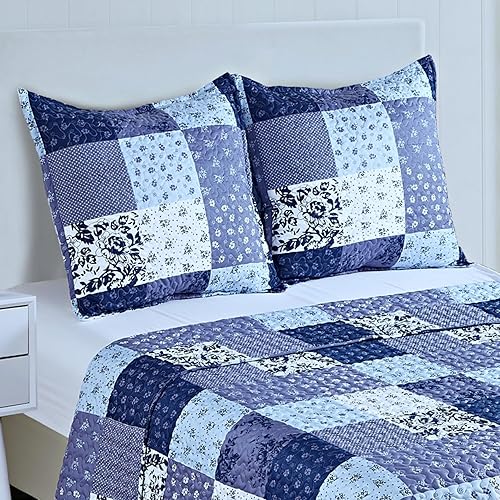 Fanny & Céline Couvre-lit épais matelassé 220x240cm avec 2 Taies 65x65cm_B-1-128 - Nail Gallerys