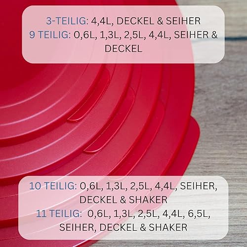 Westmark Ensemble de Bols, 4 Bols avec Couvercles et Passoire/filtre, 9 pièces, capacité : 0,6/1,3/2,5/4,4 litres, Plastique, sans BPA, Olympia, Couleur : Transparent/vert, 2420226A - Nail Gallerys