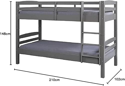 Inter Link – Lit Superposé pour enfants –Bois de pin massif – Avec échelle – 2 couchages 90 x 190 cm – Avec 2 sommiers à lattes – Barrière de sécurité - Rick – Vernis blanc, 90x190cm - Nail Gallerys