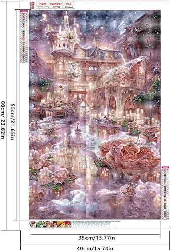 DCIDBEI Ai Diamond Painting Château 40x60 cm Diamond Painting Rose Maison de Rêve Adultes Peinture Diamant Peinture par Numéros Broderie Diamant Cottage aux Roses Peinture par Numero Adulte Paysage - Nail Gallerys