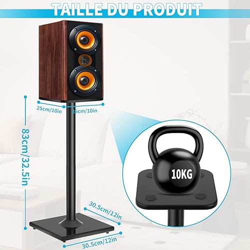 OUUTMEE Supports d'Enceinte Universel 1 Paire, Pieds d'Enceintes Réglable en Hauteur avec Gestion des Câbles Jusqu'à 10KG, Supports pour Enceintes de Sol Compatibles avec Enceintes Bose, JBL, Klipsch - Nail Gallerys