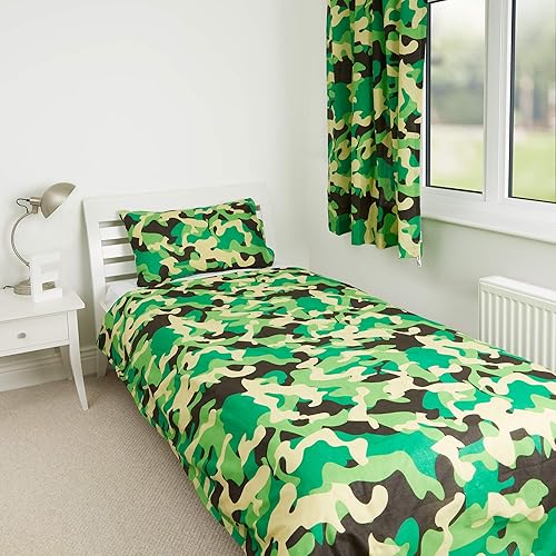 Zappi Co Vert Camo Camouflage Enfants Garçons Filles Chambre Housse de Couette Literie (135 x 200 cm) - Nail Gallerys