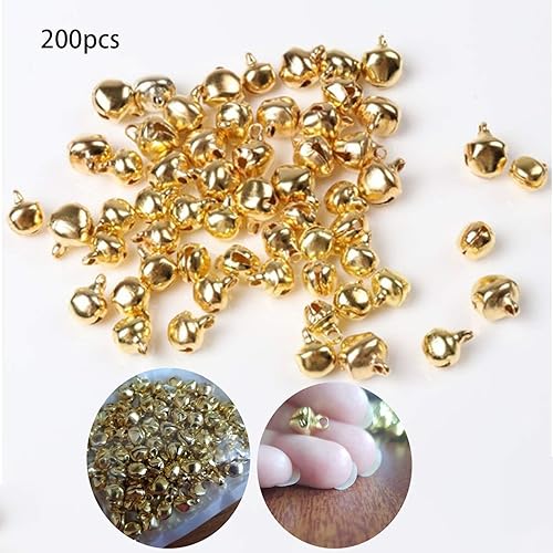 Mini Clochettes en Métal Doré pour Noël et Mariage - Petites Cloches Décoratives 12mm - Grelots Jingle Bells pour Fête (200 Pièces) - Nail Gallerys