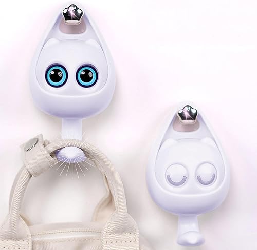 IUNSER Creative Cute Wink Cat Hooks Un Crochet Qui Fait Un d'œil Cartoon Winking Cat Hook Pas Besoin de Frapper No Mark Cat Hook Miroir (White, One Size) - Nail Gallerys