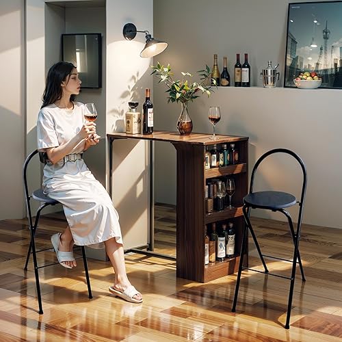 Tabouret De Bar Pliant Rond avec Dossier 60cm 65cm 70cm 75cm Chaises Hautes Portable Chaise De Bar Adulte Stable Et Résistante Pas D'assemblage Nécessaire Pour Intérieur Et Extérieur(Natural,65cm) - Nail Gallerys