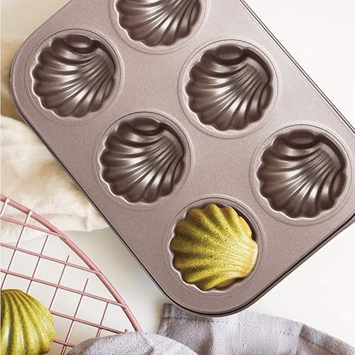 webake Moulle Madeleine 2 Pièces Plaque à pâtisserie Madeleine Moule de Cuisson Madeleines à 6 Trous antiadhésif pour Faire des Desserts, pâtisseries, Chocolat - Nail Gallerys
