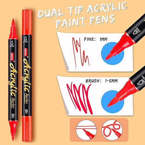 Marqueurs de peinture acrylique, 72 couleurs, double pointe, imperméables pour peinture sur roche, tissu, métal, verre, bois, toile, céramique, plastique, non toxique et inodore, fournitures d'art et - Nail Gallerys