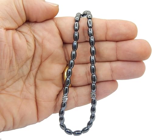 Tesbih Tasbih Tespih Misbaha Subha 33 Mini chapelet islamique en hématite ovales 8 mm Noir - Nail Gallerys