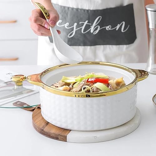UGCER Soupière en céramique avec louche à Soupe, Bol de Service à Double poignées, Bol à Soupe allant au Micro-Ondes pour la Cuisine de la Maison du Restaurant,A - Nail Gallerys