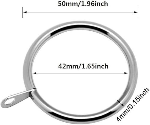 SelfTek Paquet de 24 Anneaux de Rideau en Métal Anneaux de Tringle de Rideau Draperie avec Oeil Fixe 50mm - Nail Gallerys