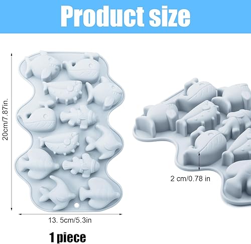 Moule en Silicone Poisson 12 Cavités, Moule à Chocolat Poisson Mer,Moule à Sucettes en Silicone 20x13,5cm, Silicone Enfant Moule à Bonbons Flip résistant à la chaleur, Lavage Machine Moule à Savon - Nail Gallerys