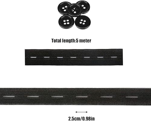 UEAVOID 1 Rouleau de 14M Élastique de Couture avec Œillet pour Boutons,Élastique de Couture pour Pantalon Jupes Bandeau Ceinture pour Tricot,20mm-Noir - Nail Gallerys