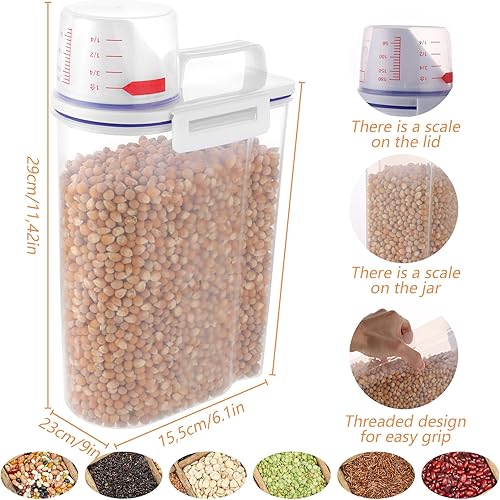 DAJAVE Lot de 4 boîtes de rangement de cuisine de 2,5 l avec couvercle et poignée, boîte de rangement hermétique avec verre doseur, nourriture sèche, récipient à riz, boîte de conservation - Nail Gallerys