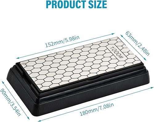 Volumoon Pierre à Aiguiser Diamantée Double Face (Grain 400# / 1000#) Aiguiseur Couteaux avec Base Antidérapante, Pierre a Aiguiser Diamant, pour Couteaux Ciseaux Outil d'Affûtage Cuisine - Nail Gallerys