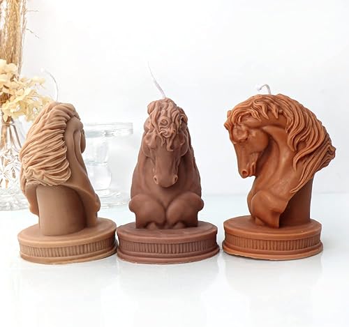 Wernfale 1 PCS Cheval Tête Statue Bougie Silicone Moule Buste Équitation Sculpture Art Figurine Animal Poney Bougie Moule Bougie Moule - Nail Gallerys
