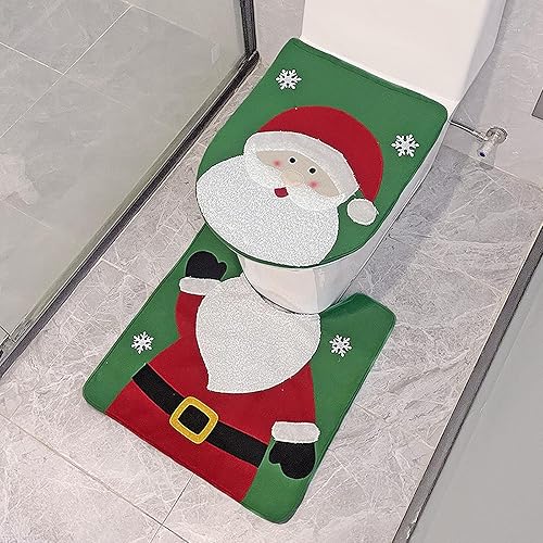 Figarge Ensemble de toilettes de Noël - Décoration de Noël - Couvercle de toilette - Décoration de salle de bain - Coussin de toilette de Noël pour couvercle, sol, toilettes (Père Noël) - Nail Gallerys