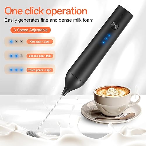 Irishom Mousseur électrique pour lait, rechargeable, portable, avec 3 niveaux de vitesse, fouet réglable, support pour café, crème, blanc d'oeuf, avec 2 têtes en acier inoxydable - Nail Gallerys
