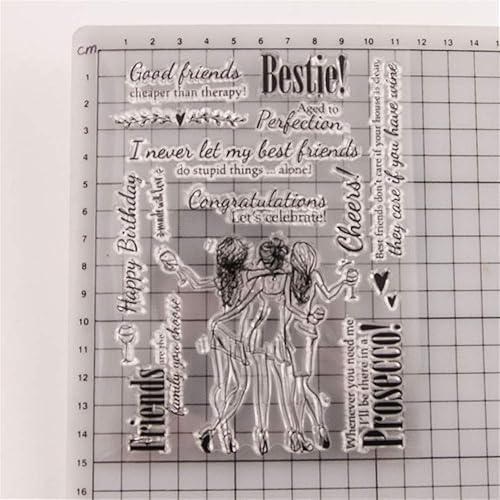 Bestie Cheers Friends Tampons en caoutchouc transparent pour scrapbooking/photo - Nail Gallerys