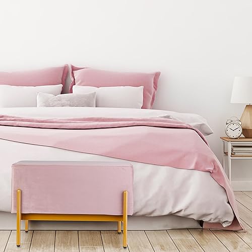 Relaxdays Banquette en Velours, Pieds en métal, HxLxP : 40x60x43 cm, Banc rembourré, Chambre, Salon, Grise - Nail Gallerys