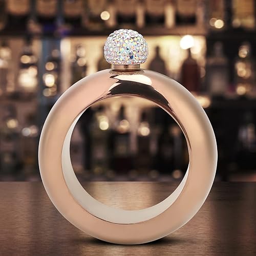 Bracelet avec bouteille de gourde, bouteille d'alcool, bouteille d'alcool, pub de voyage pour fête (or rose clair) - Nail Gallerys