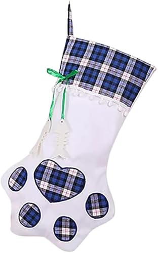 Markcur Chaussette de Père Noël avec patte de chien - 45 x 20 cm - Cadeau pour enfants - Rouge - Nail Gallerys
