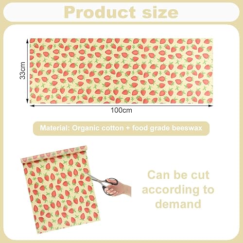 GmeDhc 1 Rouleau de 33 × 100cm Wax Wraps Rouleau de Papier Alimentaire réutilisable en Cire dabeille, sans Plastique, Respectueux de lenvironnement pour Sandwichs, Fruits, légumes, Pain, Le Fromage - Nail Gallerys
