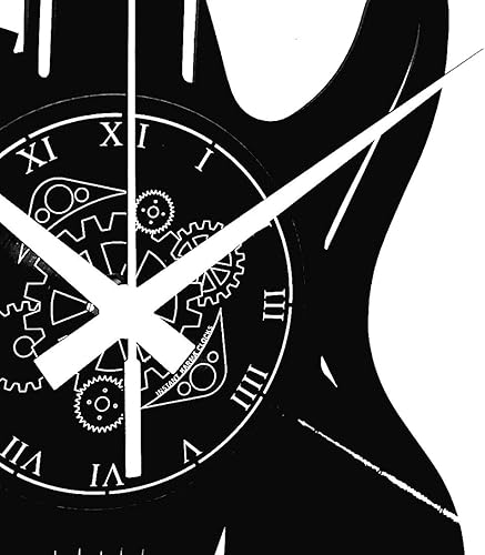 Horloge Murale en Vinyle Cadeau Fait Main Décorations Pour la Maison Home Office Guitare Basse Rock Metal Punk Musique - Nail Gallerys