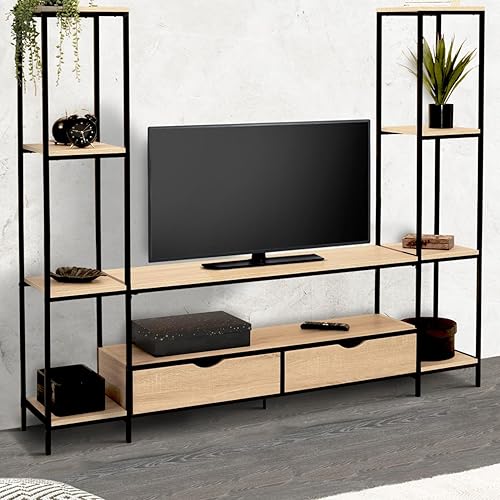 IDMarket - Ensemble Meuble TV 164 cm Detroit avec étagères Design Industriel - Nail Gallerys