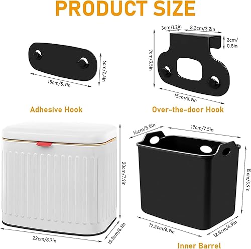 Poubelle à compost de cuisine suspendue de 4 litres, petite poubelle avec seau intérieur amovible pour placard/comptoir/salle de bain/camping/bureau/camping (noir, 4 litres) - Nail Gallerys