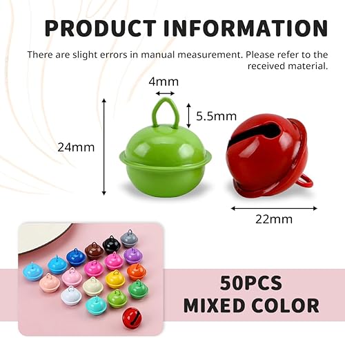 Lot de 50 Cloches en métal colorées avec œillet,Ornements Petites Clochettes Grelots,Multicolore Grelots en Métal Clochette, 22mm Grelots en Métal, pour Artisanat, Bijoux, décoration de Festival - Nail Gallerys