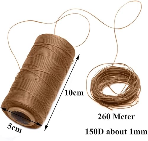 Nsiwem Bobine de Fil Plat Ciré 2 pièces Fil Cire pour Cuir Corde à Coudre Cuir 150D 1mm 260M À Coudre Fil Ciré avce 7 pcs Aiguilles à Coudre en Cuir pour Cuir Artisanat Bricolage - Nail Gallerys