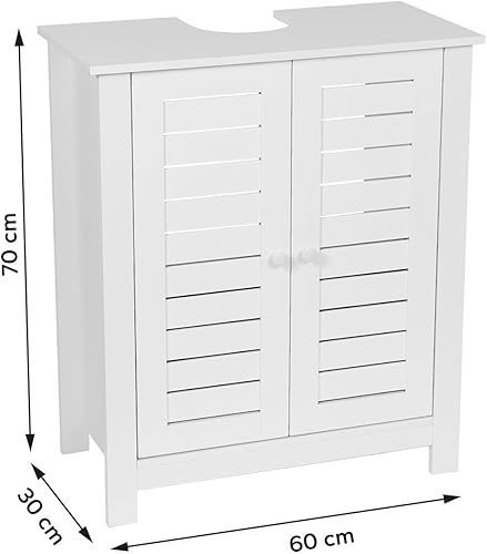 TENDANCE Meuble sous lavabo 2 Portes et 1 Etagère intérieure H 70 cm - Blanc - Nail Gallerys