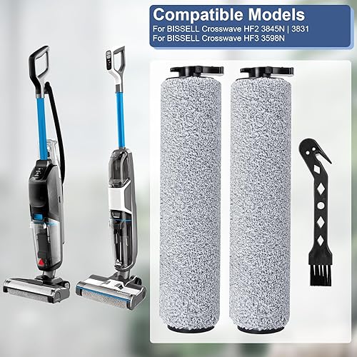 Heykewi Rouleaux de brosse de rechange pour Bissell CrossWave HF2 | 3845N | 3831, pour Bissell CrossWave HF3 | 3598N Aspirateur Accessoires, 2 Brosse à rouleau, 1 Brosse de nettoyage - Nail Gallerys