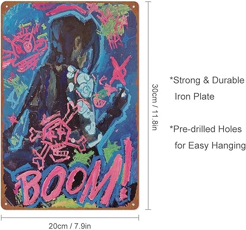 Jinx from Arcane Peinture traditionnelle en métal - Décoration murale - Panneau rétro pour décoration d'intérieur - 20,3 x 30,5 cm - Nail Gallerys