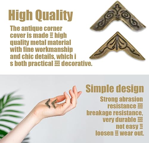 STAYOF 40 Pcs Protecteur Coin de Livre Vintage Métal, Protections d'angle en Métal pour Livres, Coin Bord Protecteur pour Scrapbooking Livre Coin Album Photo Coins Décorations - Nail Gallerys