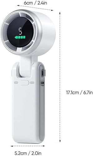 JOPWUE Ventilateur portable 3 en 1 pliable turbo haute vitesse, écran LED, batterie 3600 mAh, réglable à 180°, 5 vitesses de vent, rechargeable par USB, petit ventilateur à main pour voyage - Nail Gallerys