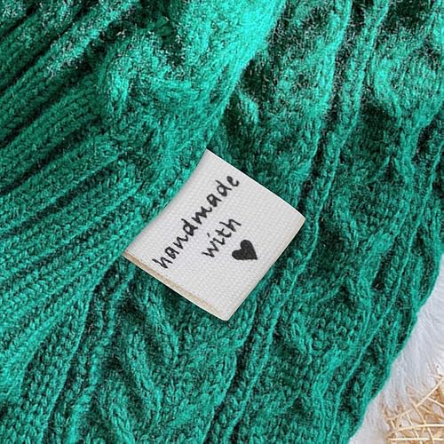 Étiquettes en Tissu,100 PCS Handmade Etiquette Fabriqué à la Main avec Amour Étiquettes Textiles à Coudre Étiquettes de Vêtements de Faites à la Main pour Bricolage Artisanat Décorations 2 x 4CM - Nail Gallerys