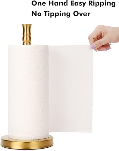 Support de Papier essuie-Tout avec Base lestée en Acier Inoxydable Lourd, Porte-Serviettes en Papier sur Pied (doré brossé) - Nail Gallerys