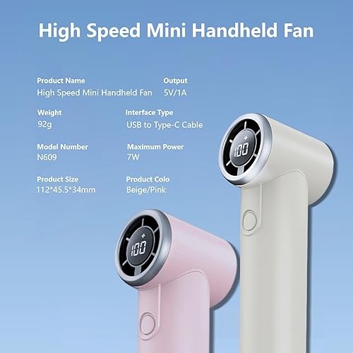 Ventilateur Portable à Main, 2000mAh Mini Ventilateur Pliable 5 Pales Ventilateur Portatif Rechargeable par USB Avec 5 Vitesses Affichage LED Ventilateur Avec Lanière pour Intérieur Extérieur (Gris) - Nail Gallerys